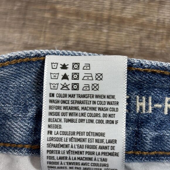 American Eagle Vintage Hi-Rise Jeans Women's 8 Blue Two Tone Button Fly Denim - Picture 13 of 13